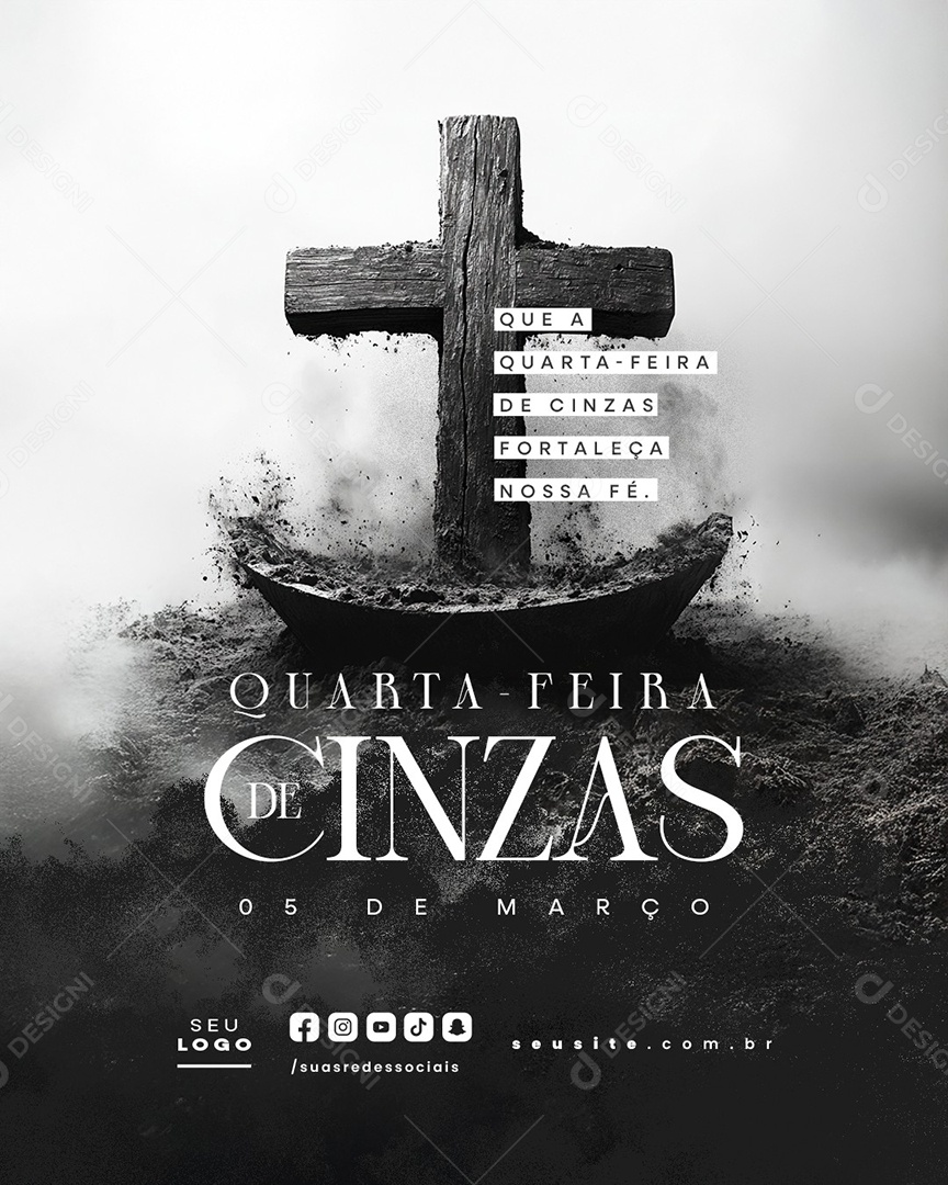 Social Media Quarta Feira de Cinzas 05 de Março PSD Editável