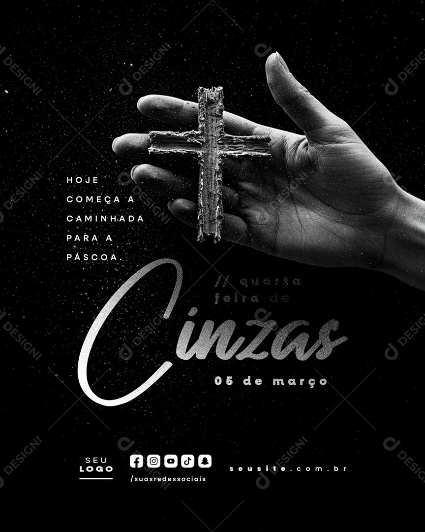 Quarta Feira de Cinzas 05 de Março Caminhada Para a Páscoa Social Media PSD Editável