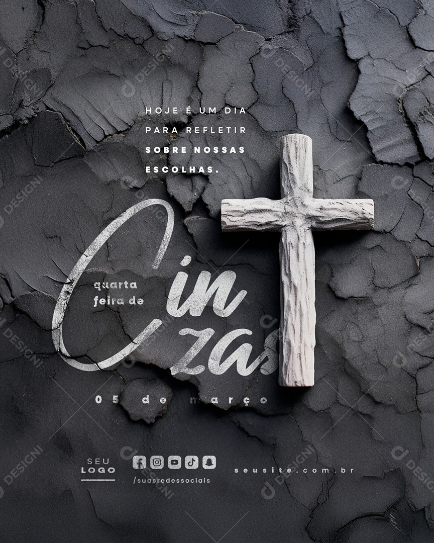 Quarta Feira de Cinzas 05 de Março Social Media PSD Editável