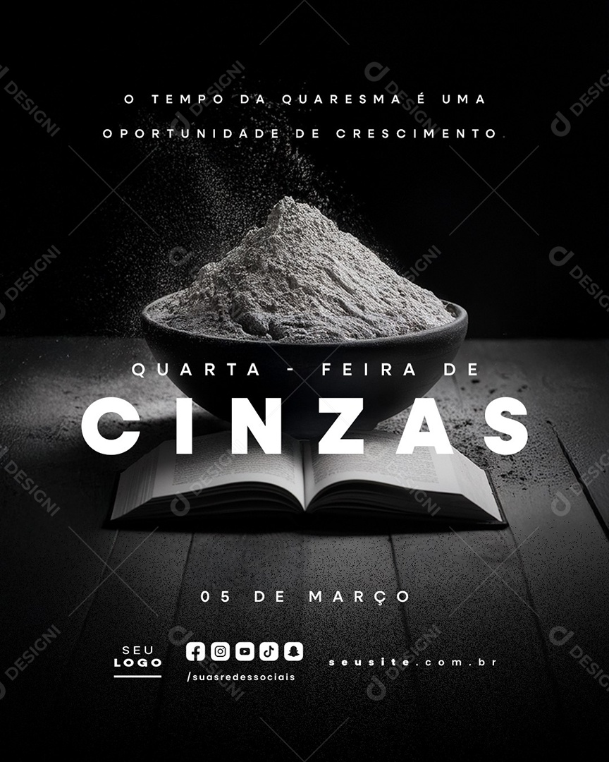 Quarta Feira de Cinzas 05 de Março O Tempo da Quaresma Social Media PSD Editável