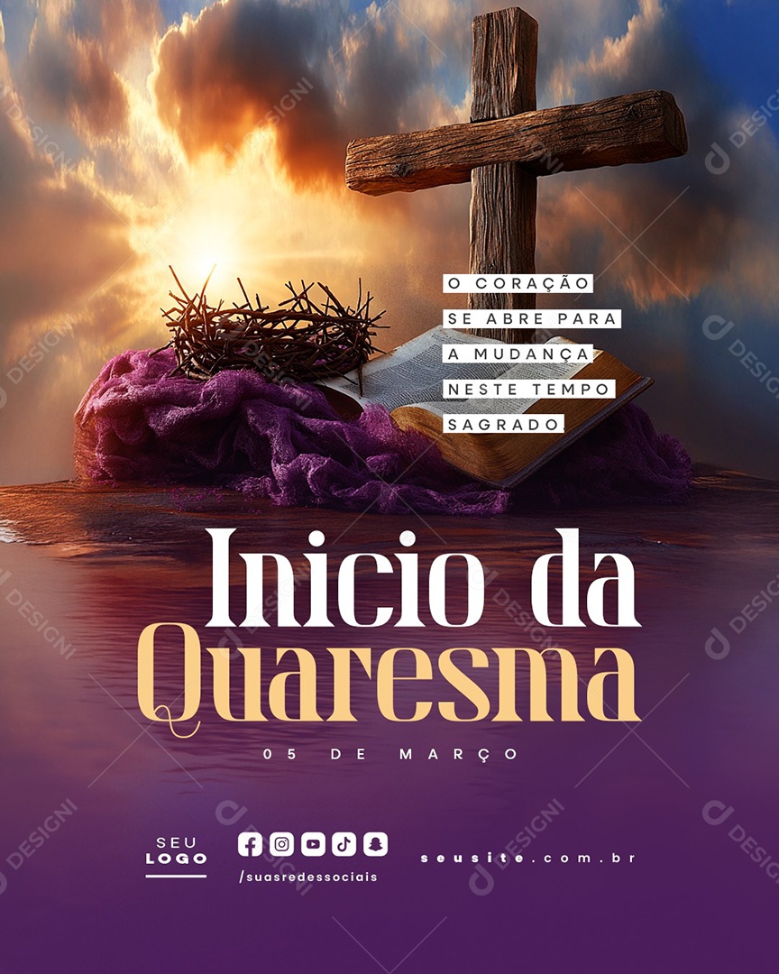 Início da Quaresma 05 de Março Social Media PSD Editável