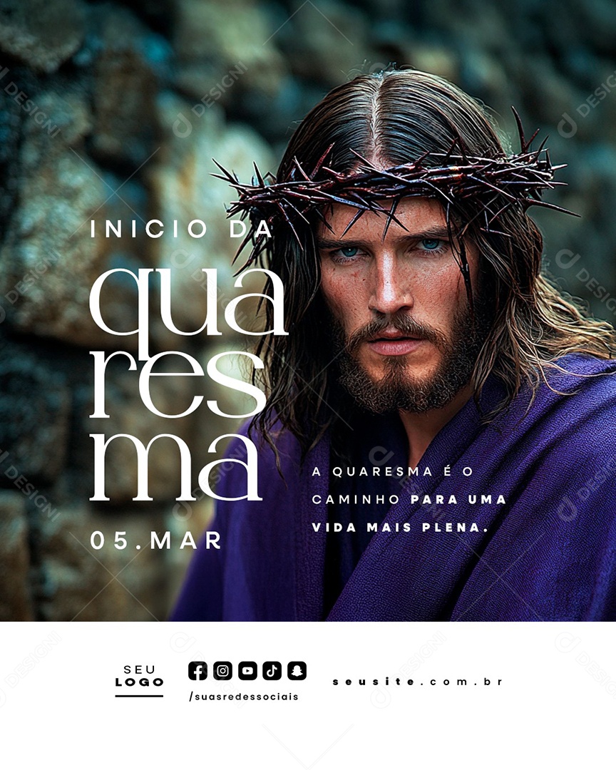 Início da Quaresma 05 de Março É o Caminho para Uma Vida Social Media PSD Editável