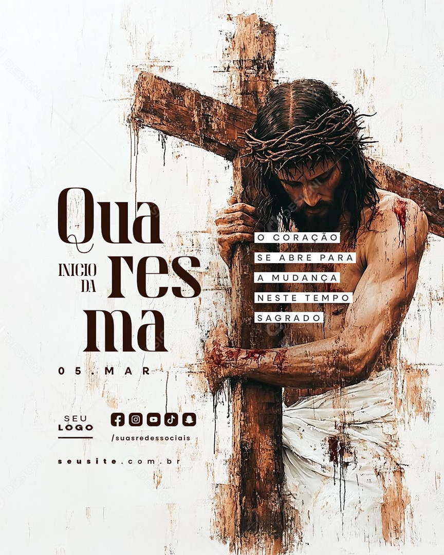Início da Quaresma 05 de Março O Coração Se Abre Social Media PSD Editável