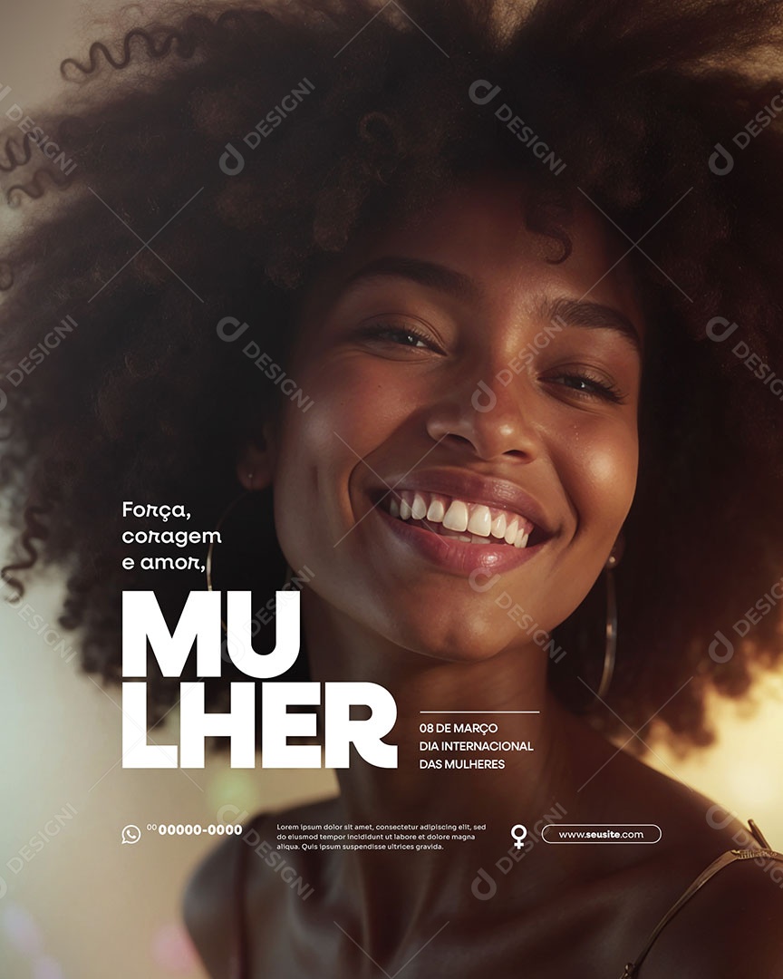 Dia Internacional Das Mulheres 08 de Março Parabéns Social Media PSD Editável