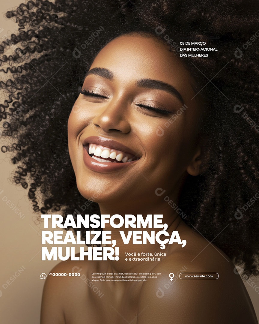 Dia Internacional Das Mulheres 08 de Março Parabéns Social Media PSD Editável