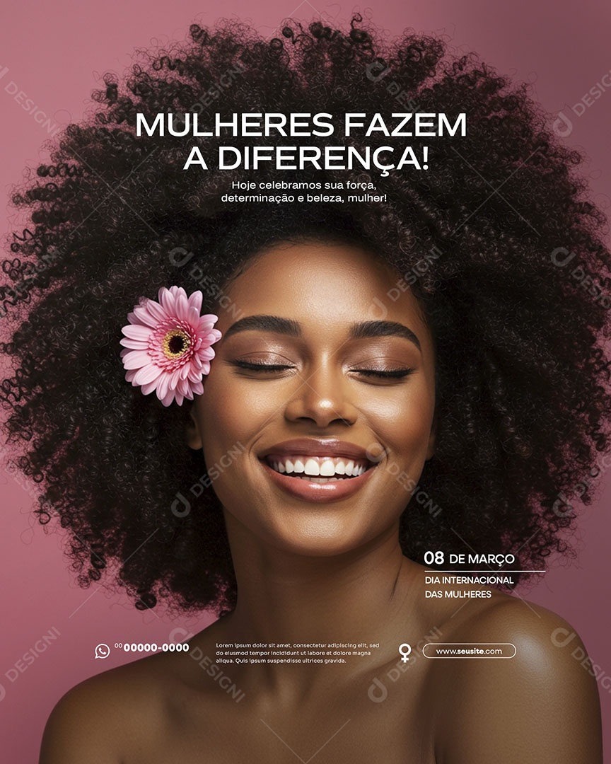 Dia Internacional Das Mulheres 08 de Março Parabéns Social Media PSD Editável