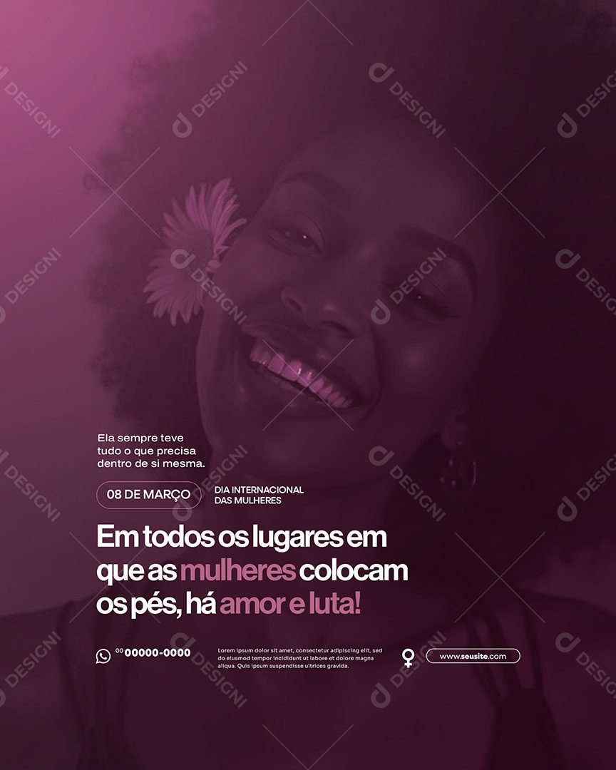 Dia Internacional Das Mulheres 08 de Março Parabéns Social Media PSD Editável