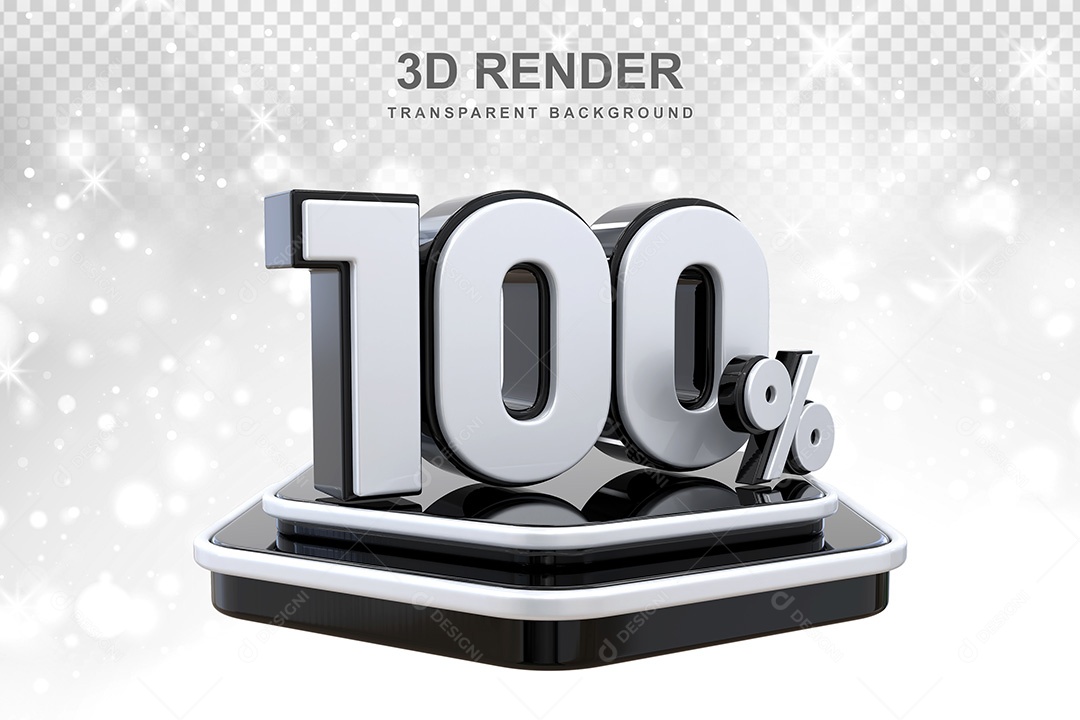 Número 3D 100% Preto e Branco Elemento Para Composição PSD