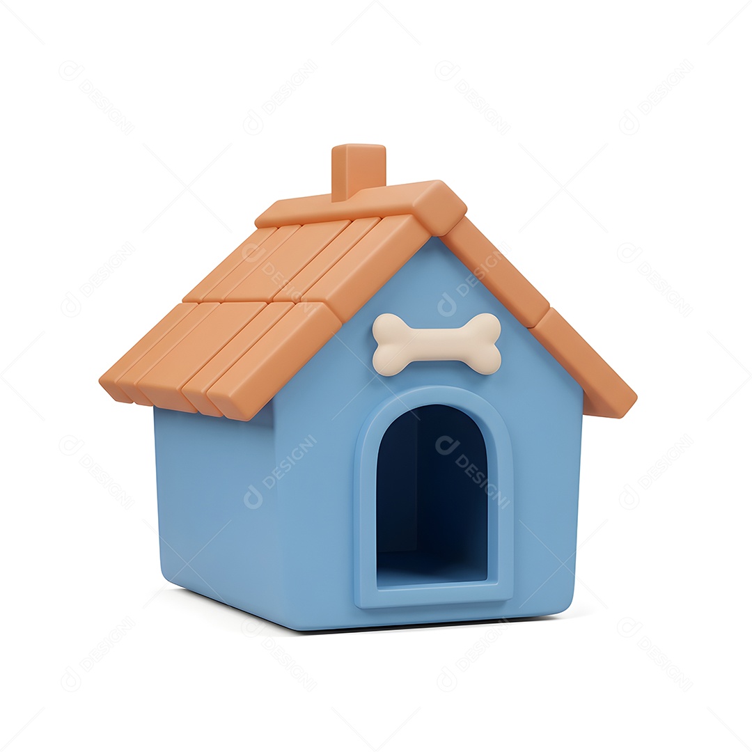 Imagem mostra uma casinha de cachorro azul