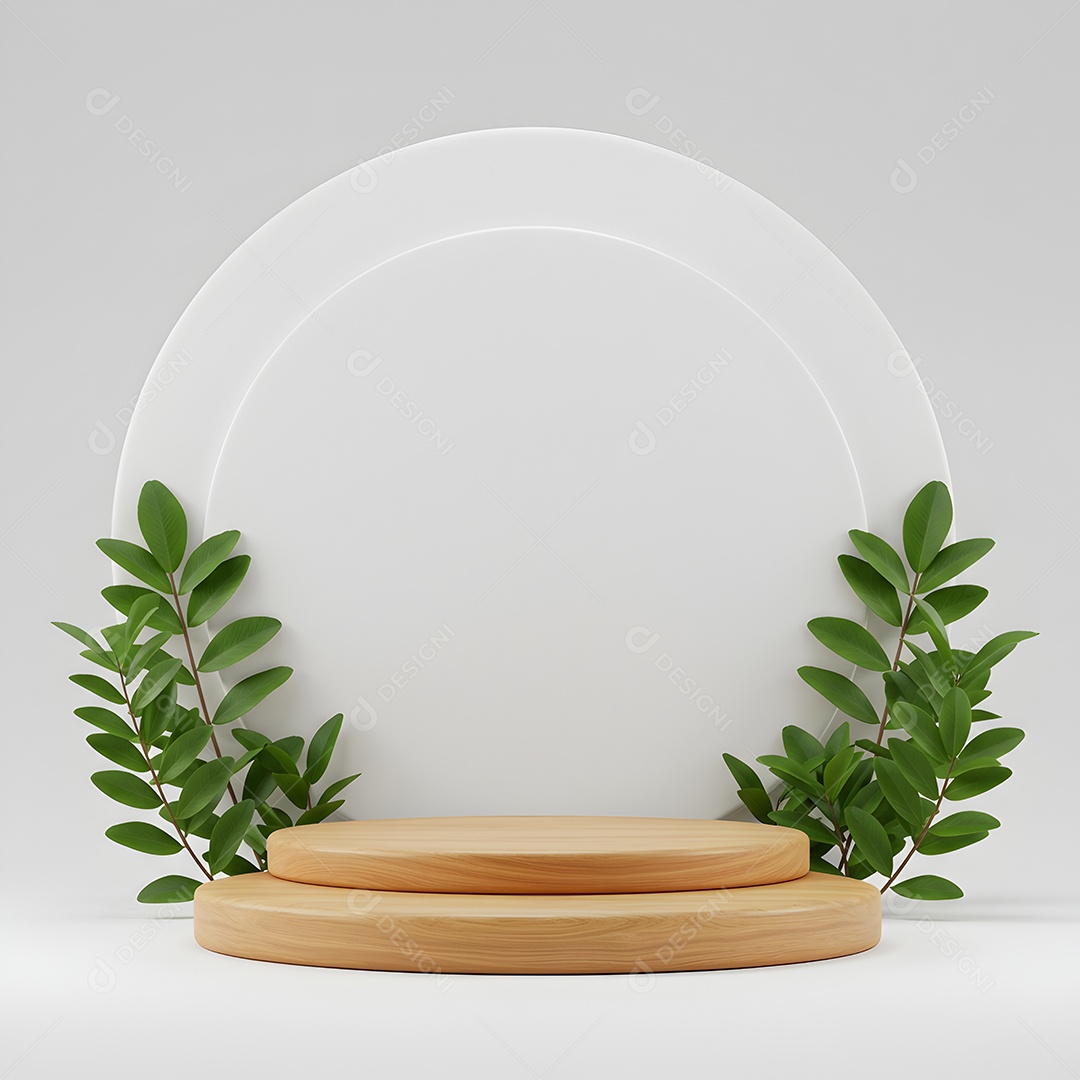 Podium de madeira em um fundo isolado