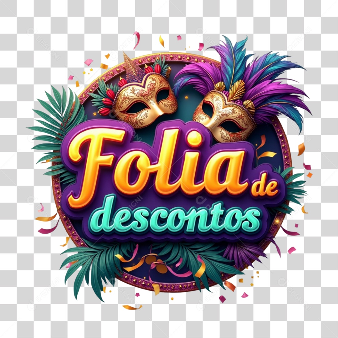 Selo 3D Folia de Descontos PNG Transparente