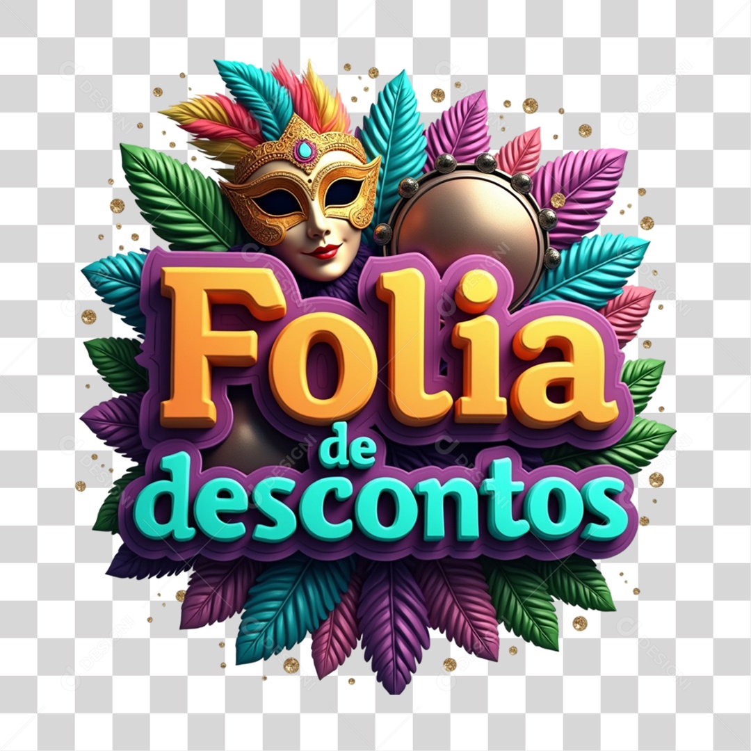 Selo 3D Folia de Descontos PNG Transparente