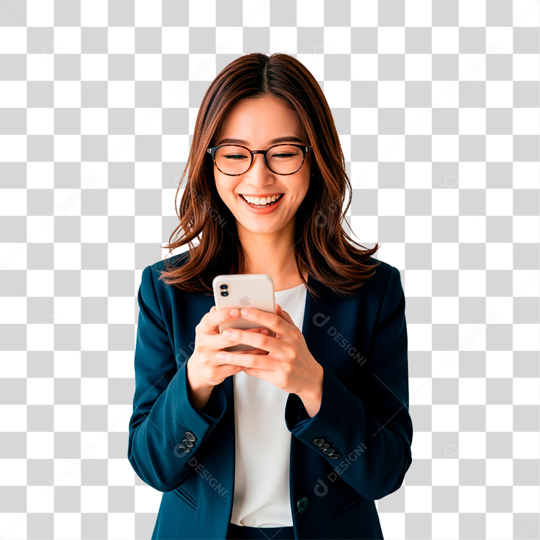 Mulher Segurando Celular PNG Transparente