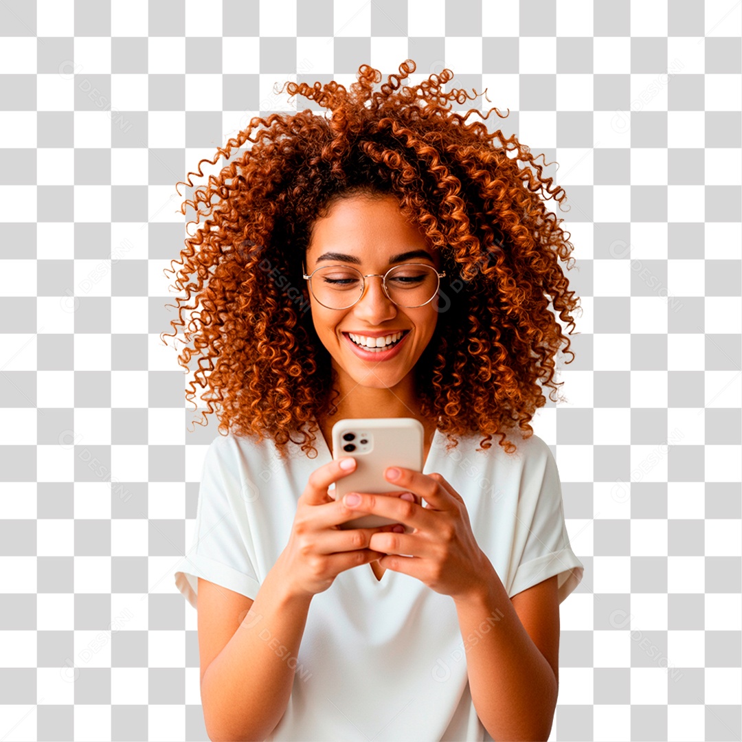 Mulher Segurando Celular PNG Transparente