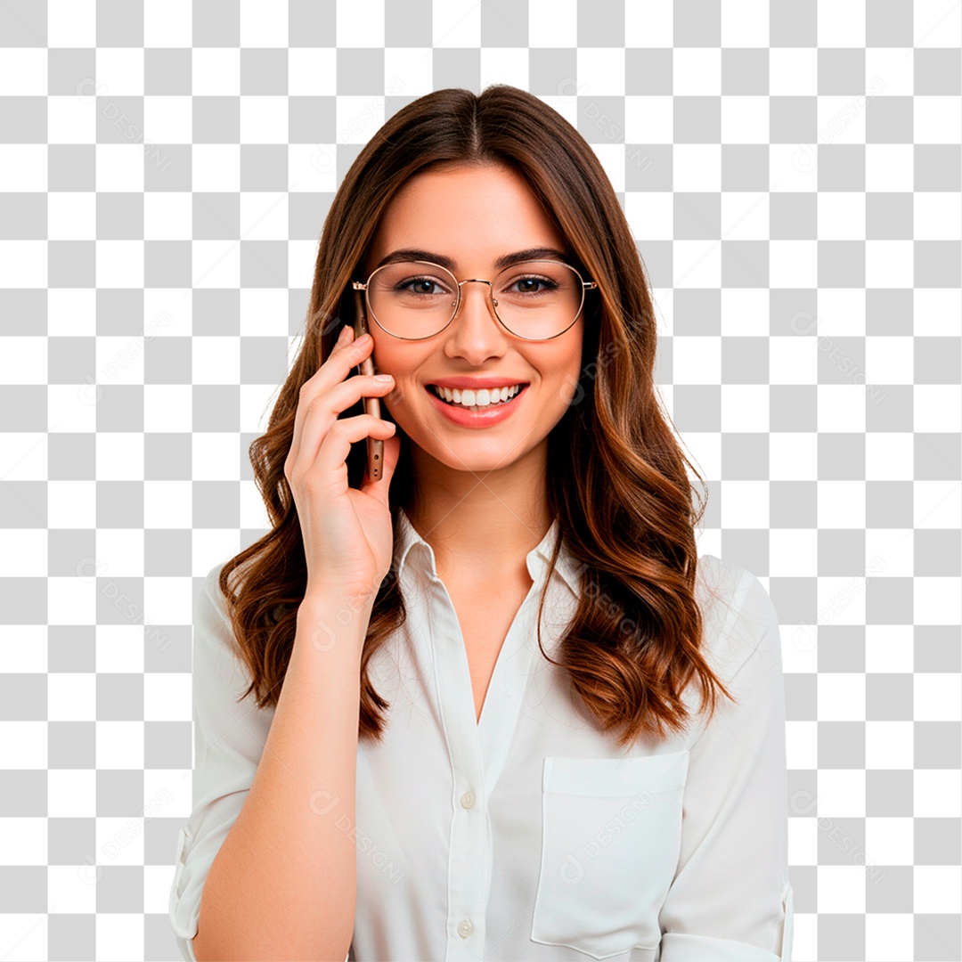 Mulher Segurando Celular PNG Transparente