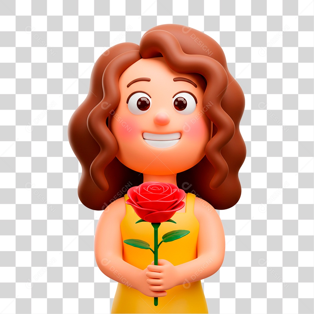 Mulher Segurando Flor PNG Transparente