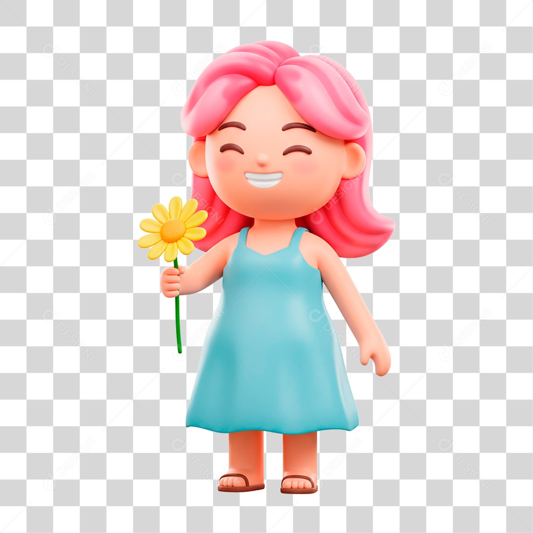 Mulher Segurando Flor PNG Transparente