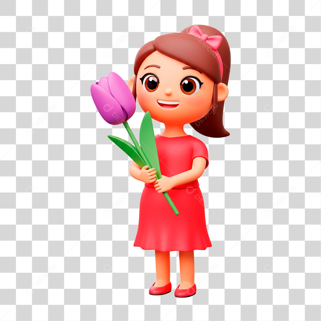 Mulher Segurando Flor PNG Transparente