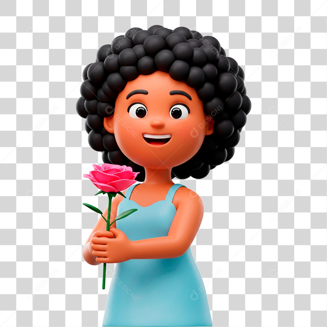 Mulher Segurando Flor PNG Transparente