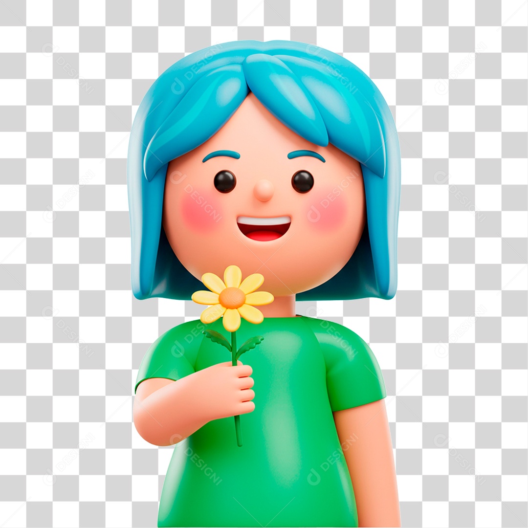 Mulher Segurando Flor PNG Transparente