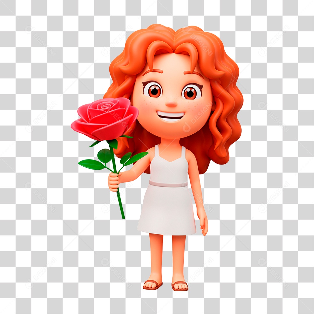 Mulher Segurando Flor PNG Transparente