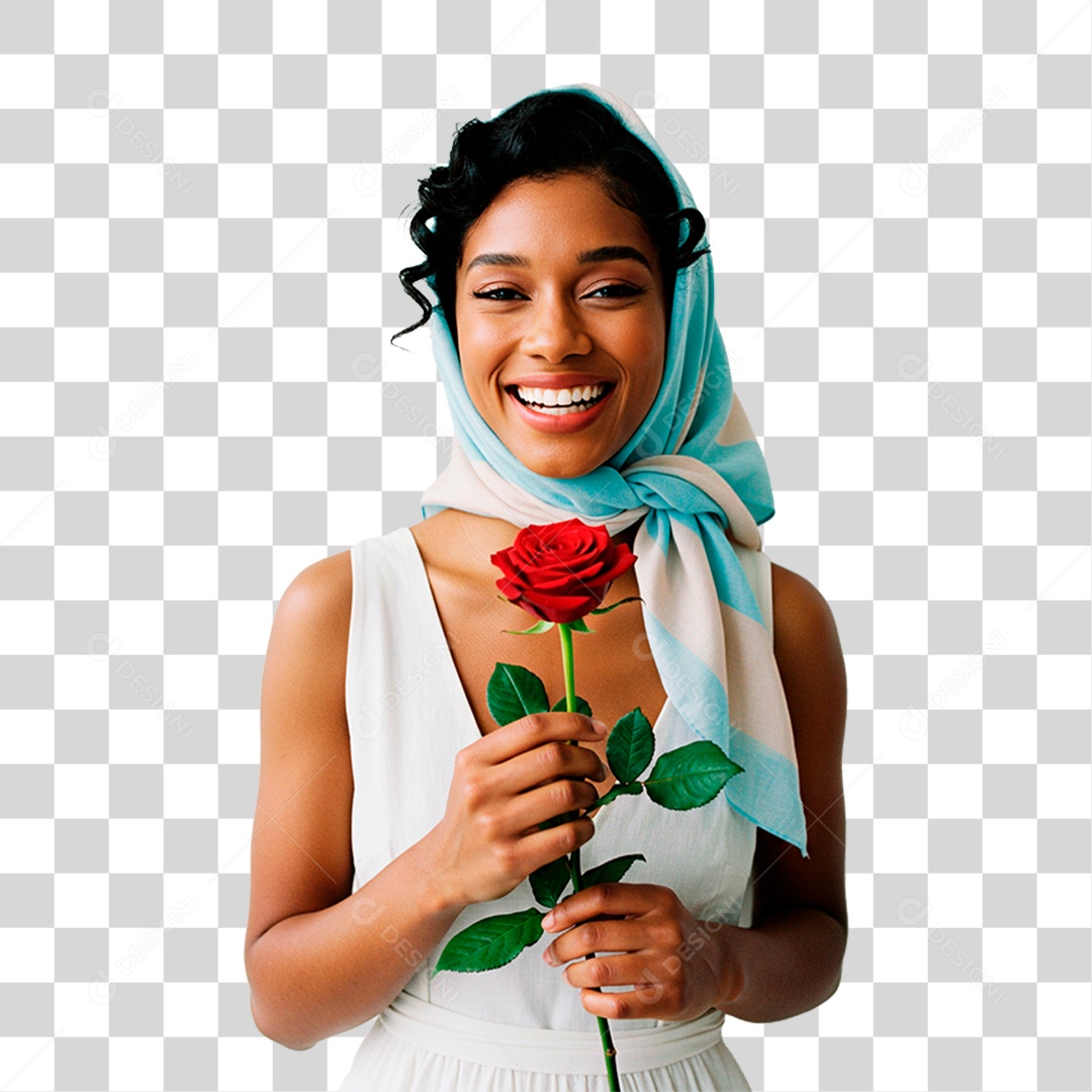 Mulher Segurando Flor PNG Transparente