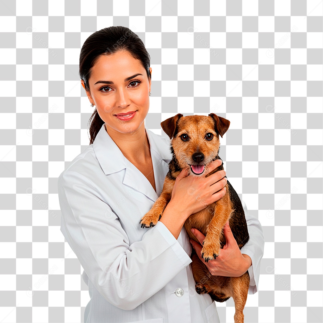 Mulher Segurando Cachorro PNG Transparente