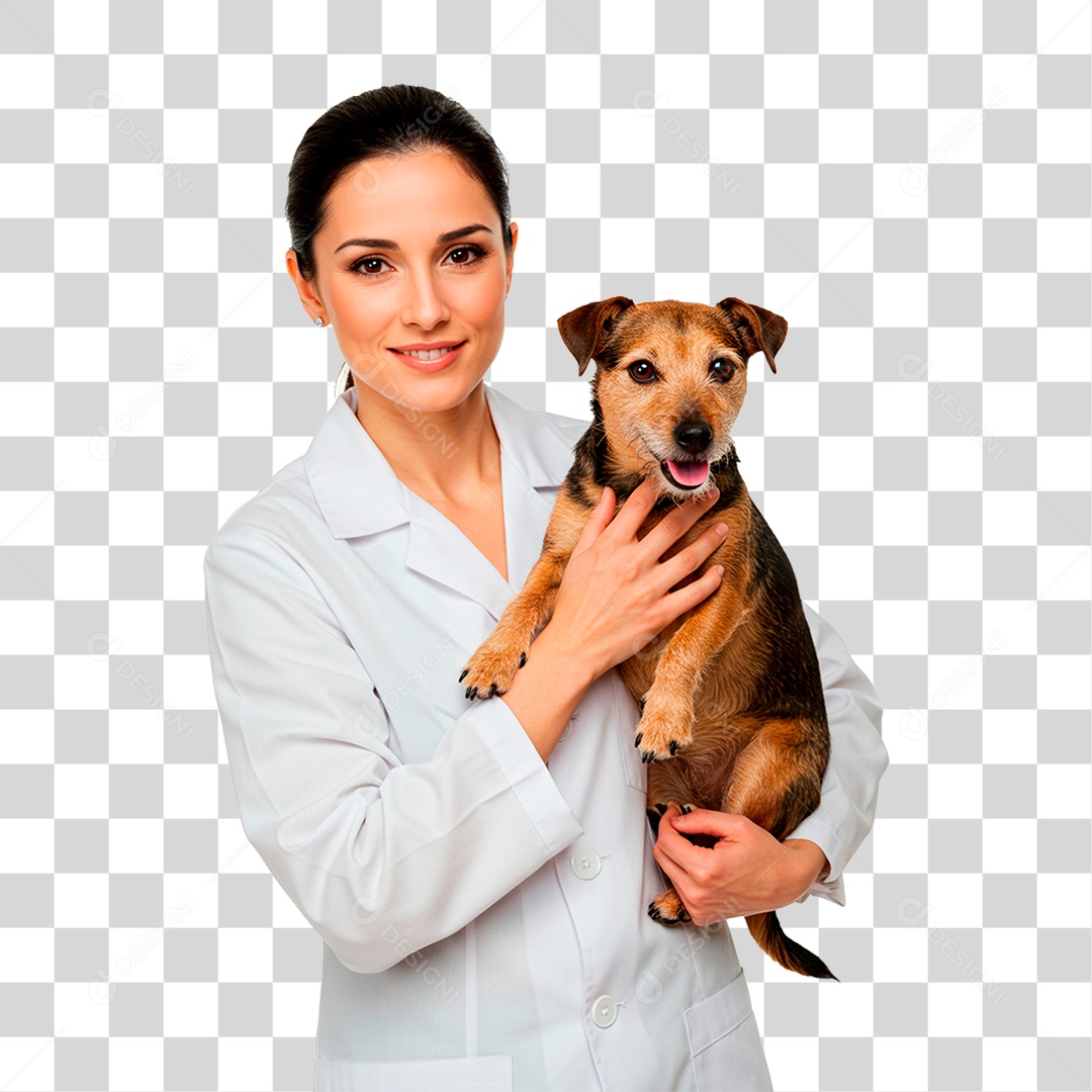 Mulher Segurando Cachorro PNG Transparente