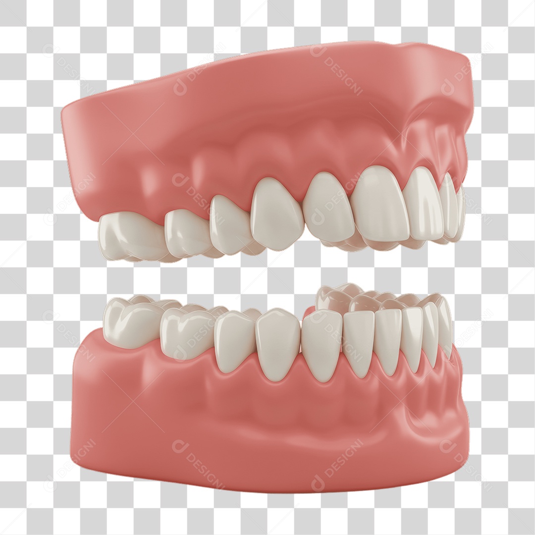 Elemento 3D Dentadura PNG Transparente