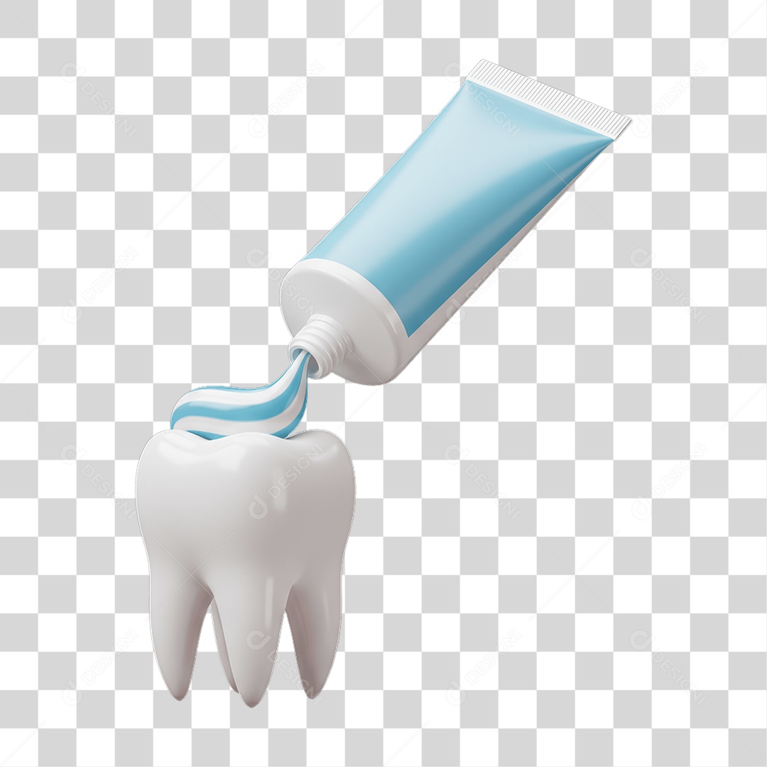 Elemento 3D Dente com Pasta PNG Transparente