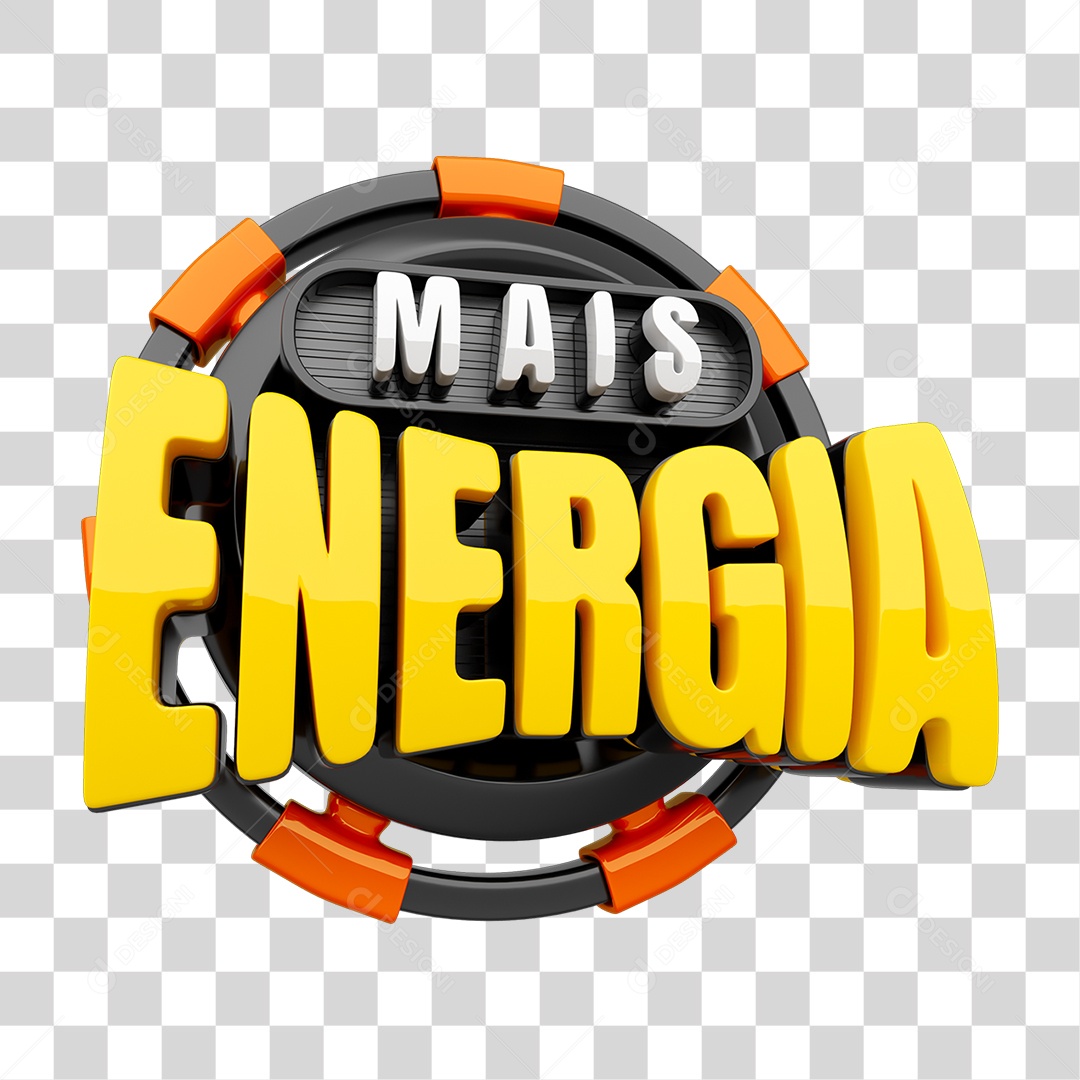 Selo 3D Mais Energia PNG Transparente