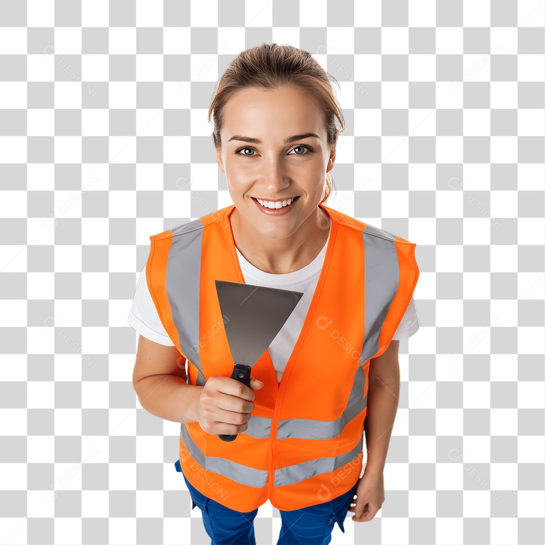 Mulher com Espátula e Uniforme PNG Transparente