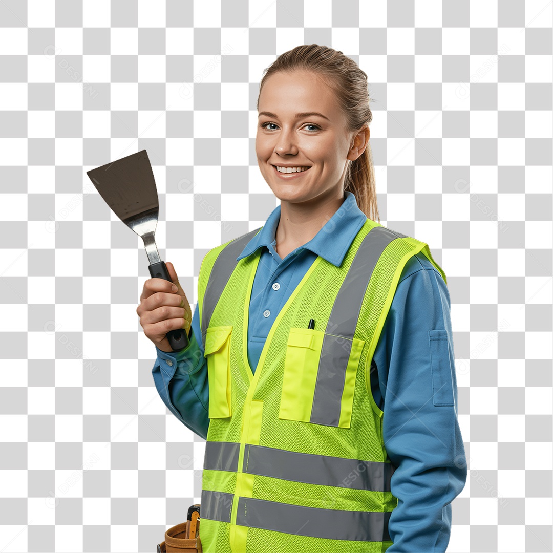 Mulher com Espátula e Uniforme PNG Transparente