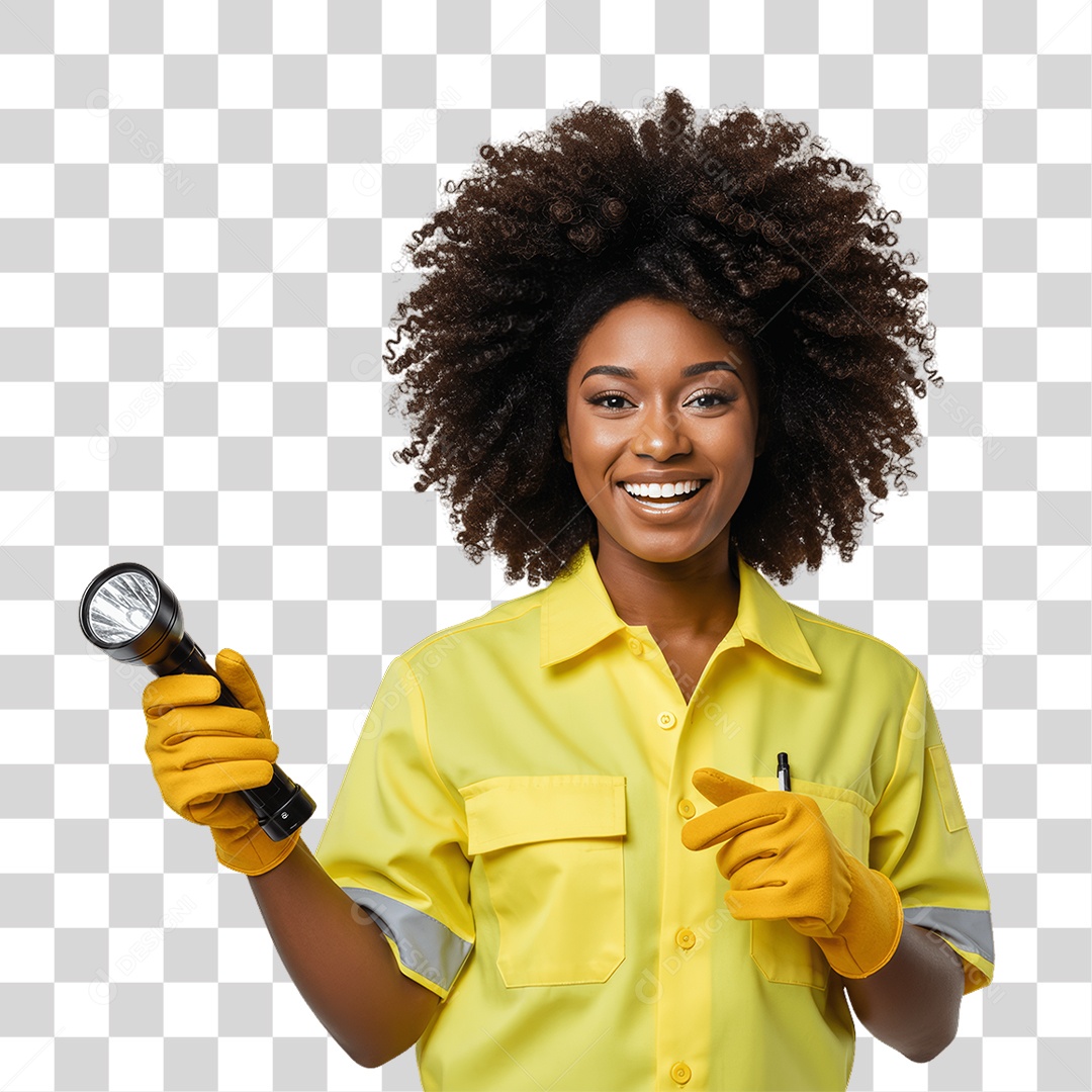 Mulher Sorrindo com Lanterna nas Mãos PNG Transparente