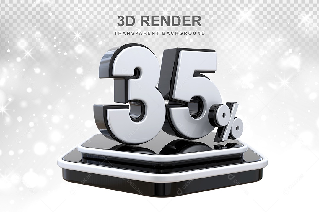 Número 3D 35% Preto e Branco Elemento Para Composição PSD