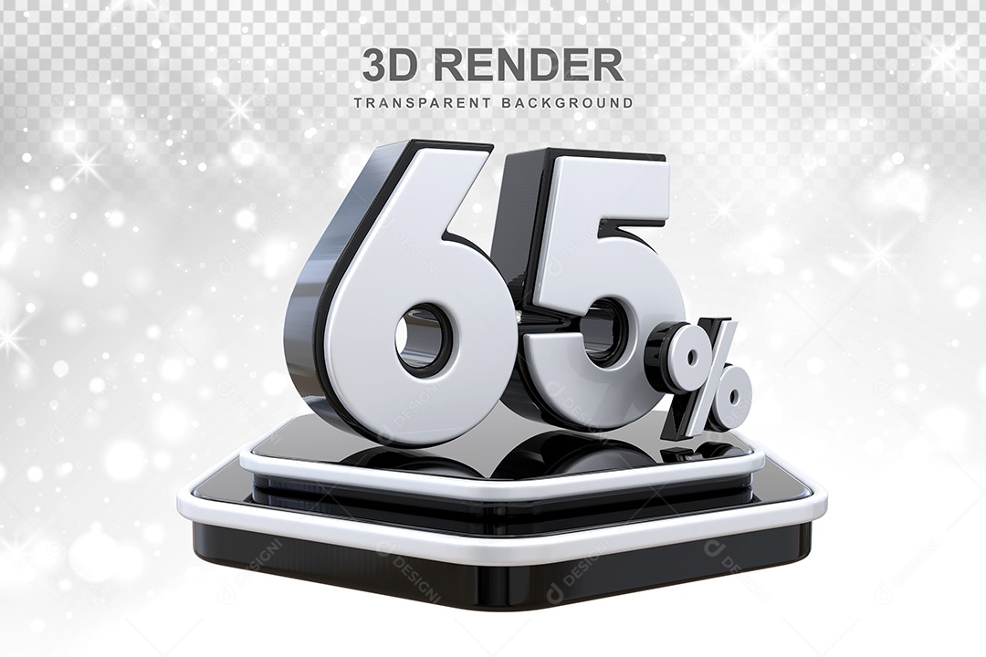 Número 3D 65% Preto e Branco Elemento Para Composição PSD