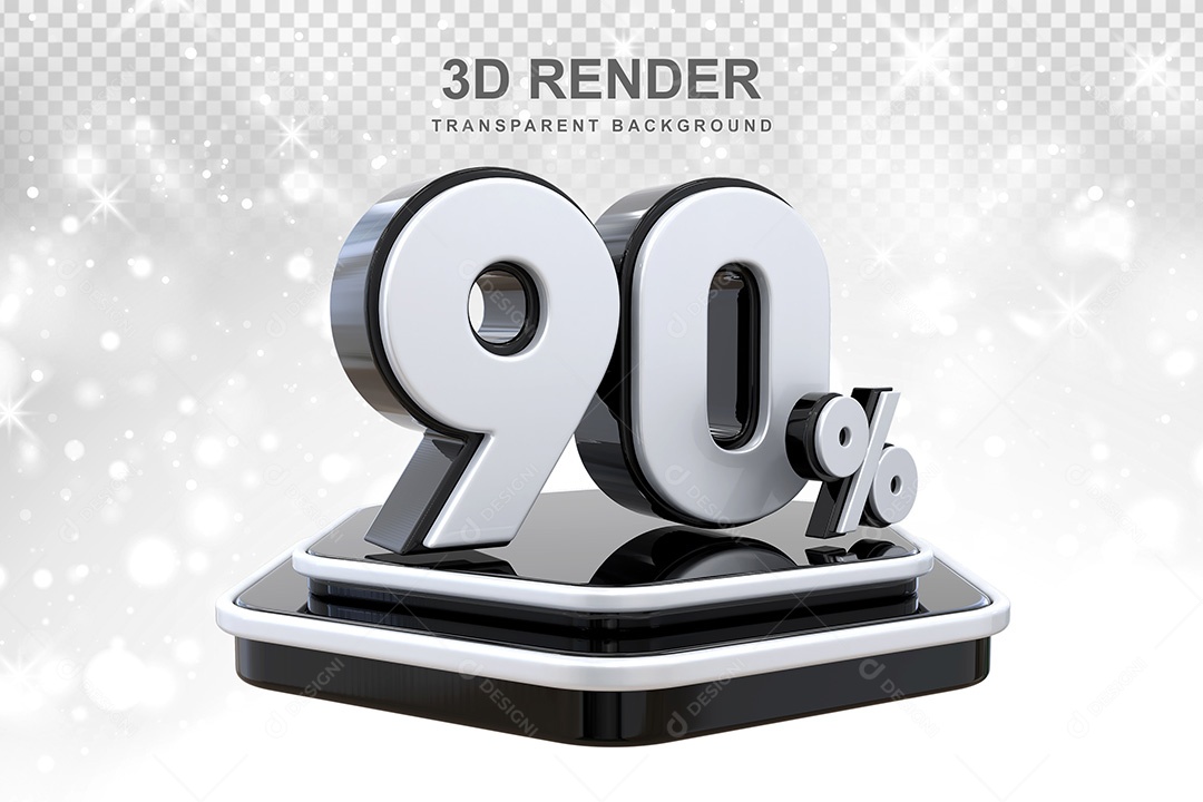 Número 3D 90% Preto e Branco Elemento Para Composição PSD