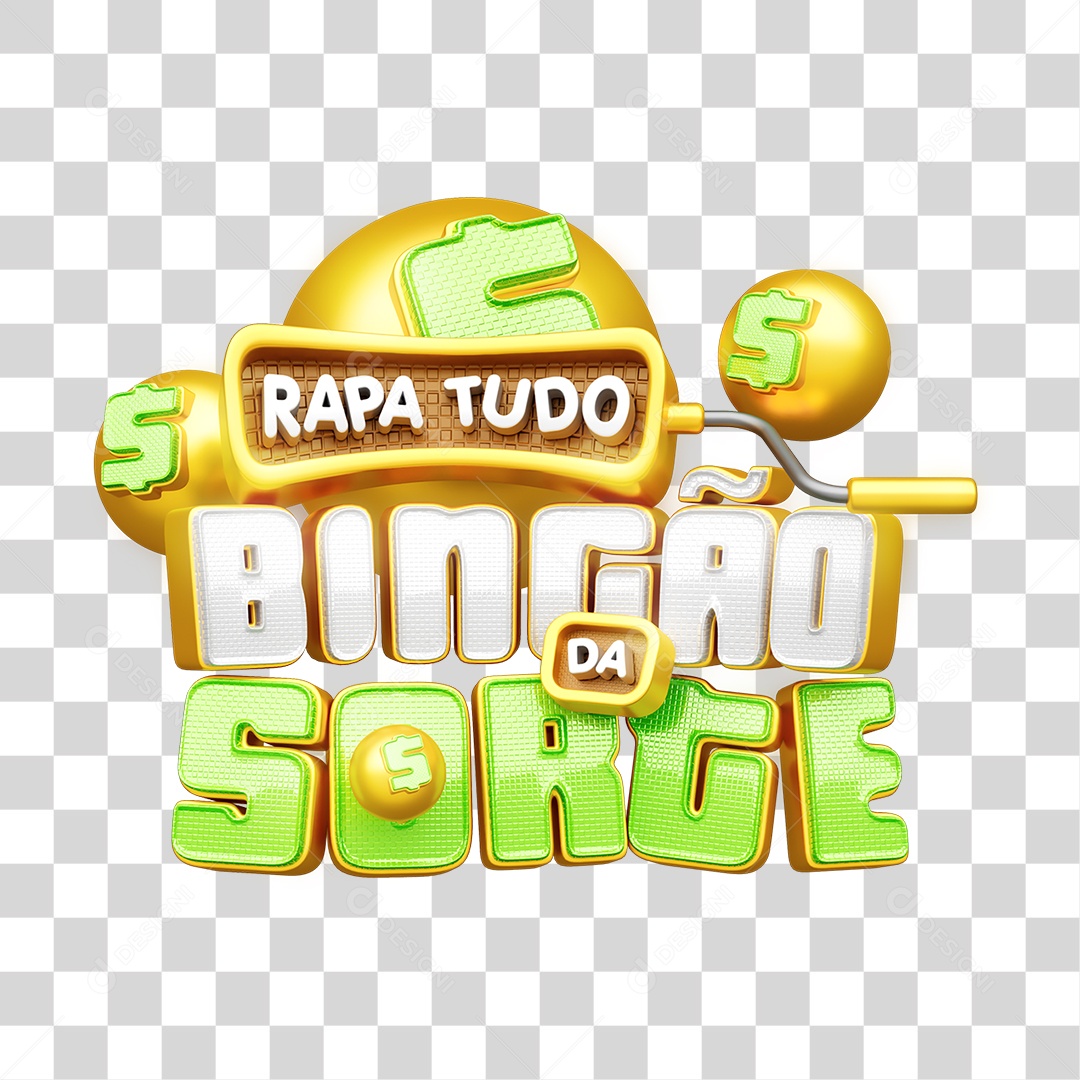 Selo 3D Papa Tudo Bingo da Sorte PNG Transparente