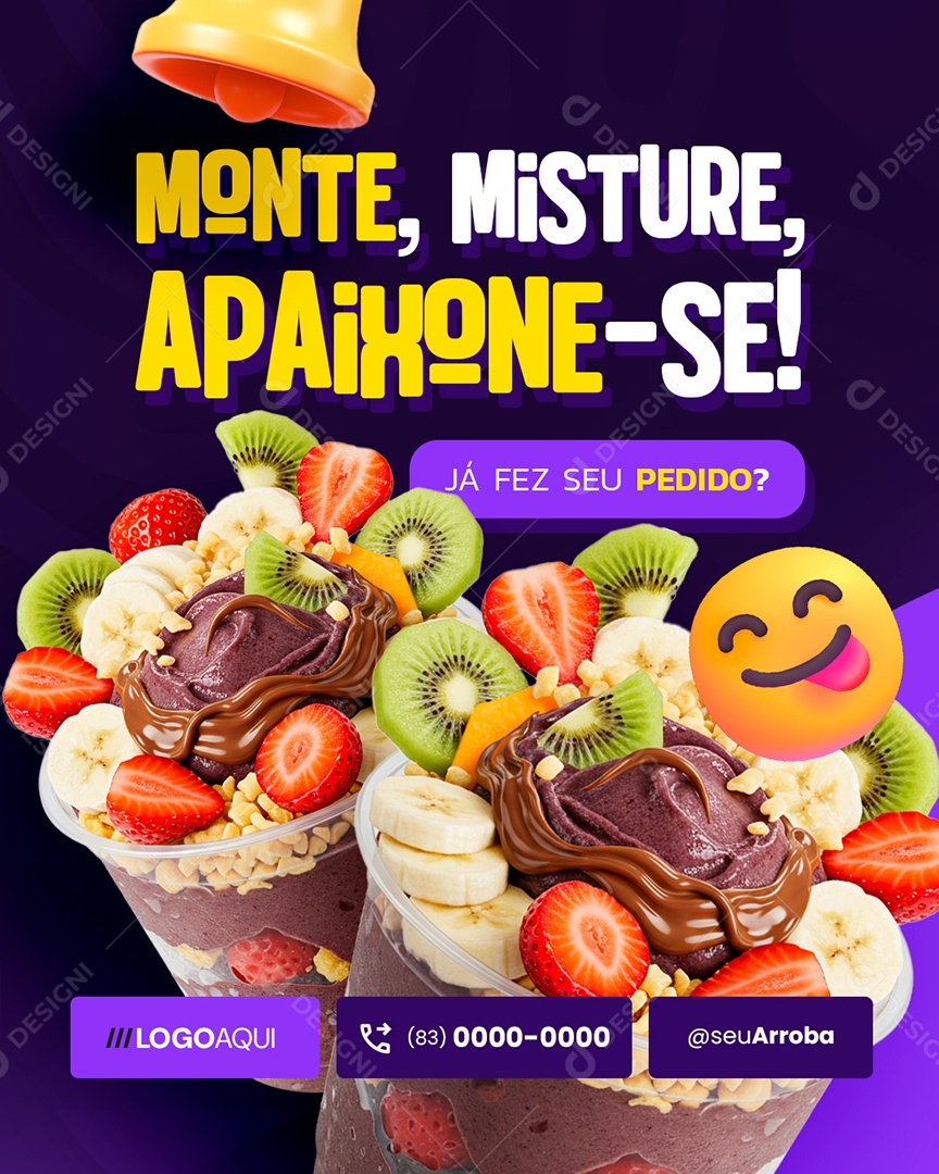 Açaiteria Monte Misture Apaixone Se Social Media PSD Editável