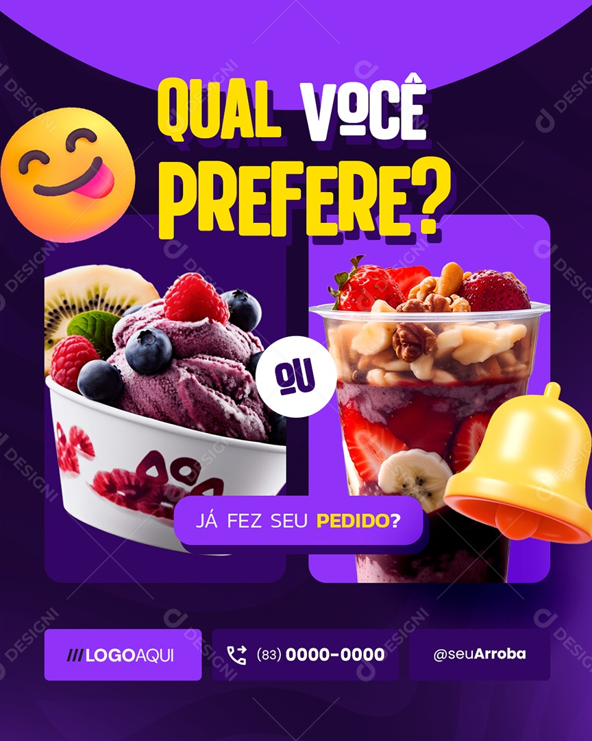 Açaiteria Qual Você Prefere Social Media PSD Editável