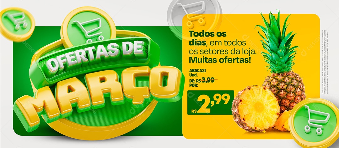 Banner Ofertas de Março Frutas Social Media PSD Editável