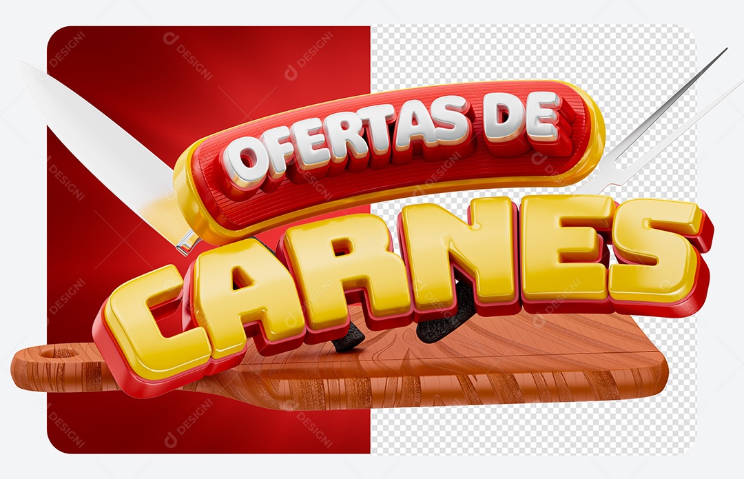 Ofertas de Carnes Selo 3D Para Composição PSD