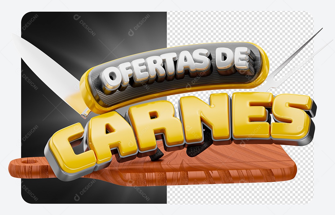 Ofertas de Carnes Selo 3D Para Composição PSD