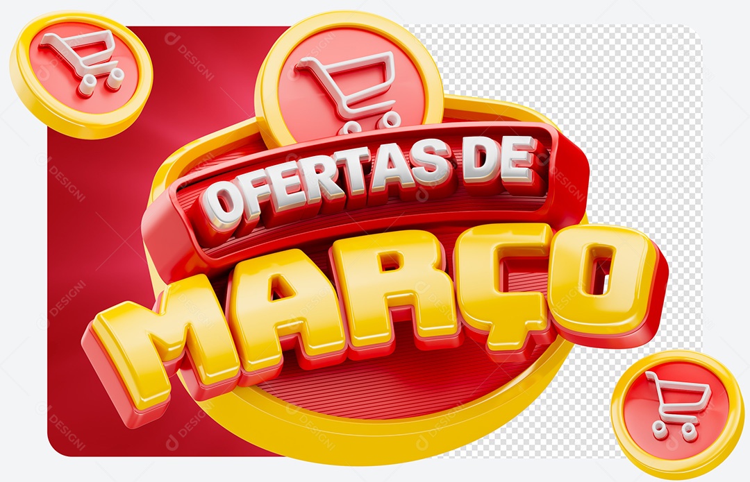 Ofertas de Março de Selo 3D Para Composição PSD