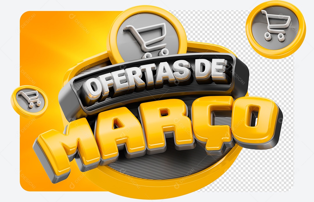 Ofertas de Março de Selo 3D Para Composição PSD