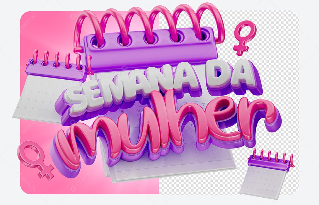 Selo 3D Semana da Mulher Para Composição PSD