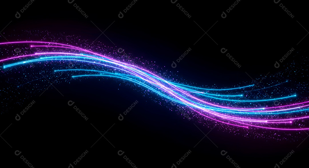 Linhas de luz de velocidade sobre fundo preto isolado