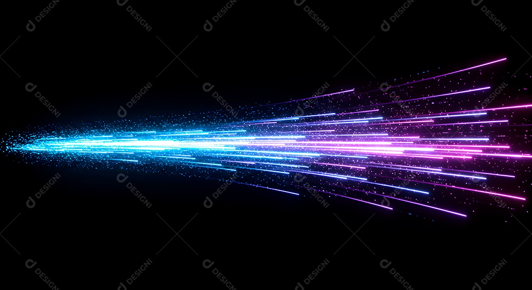 Linhas de luz de velocidade sobre fundo preto isolado