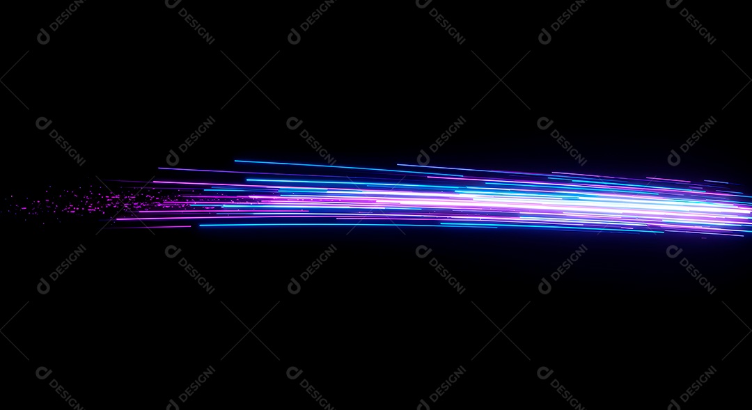 Linhas de luz de velocidade sobre fundo preto isolado