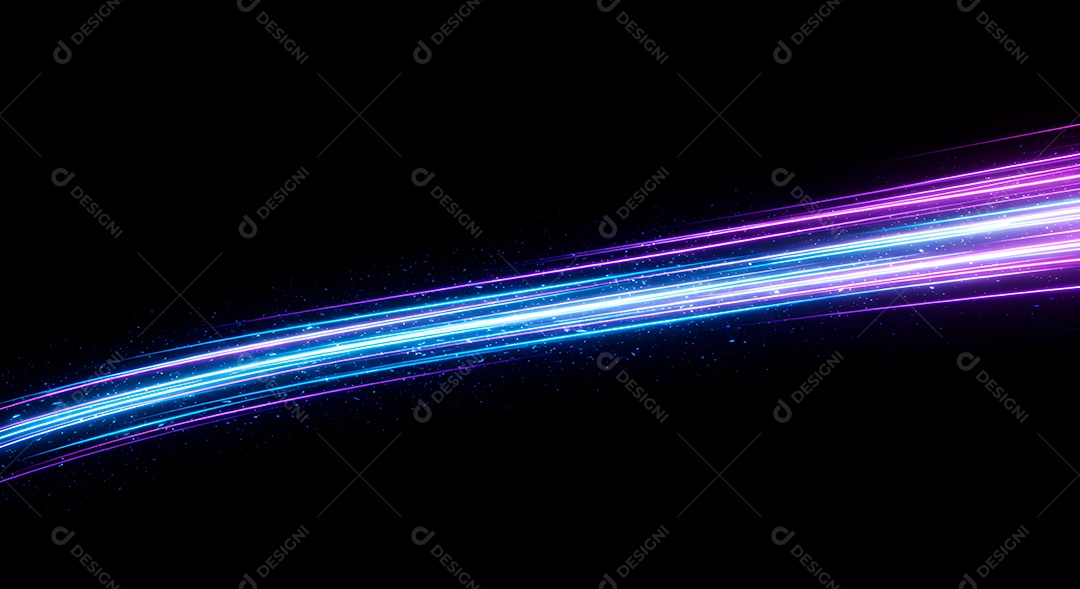 Linhas de luz de velocidade sobre fundo preto isolado